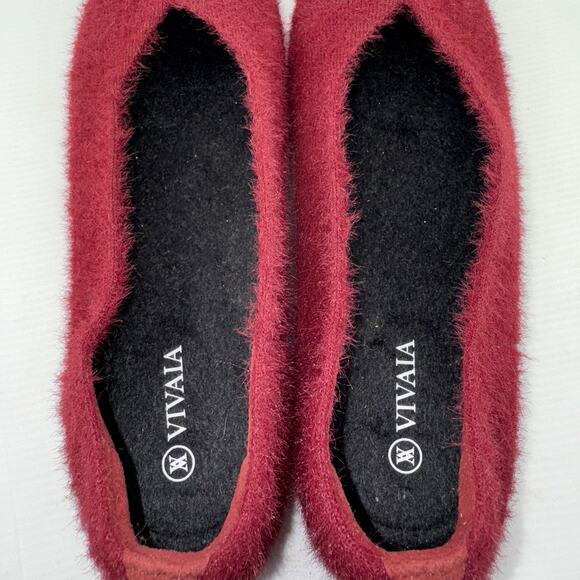 VIVAIA Margot 2.0 Fuzzy Knit Square Toe Flats Burgundy EU 42 US 11 Vegan Eco - Picture 10 of 12